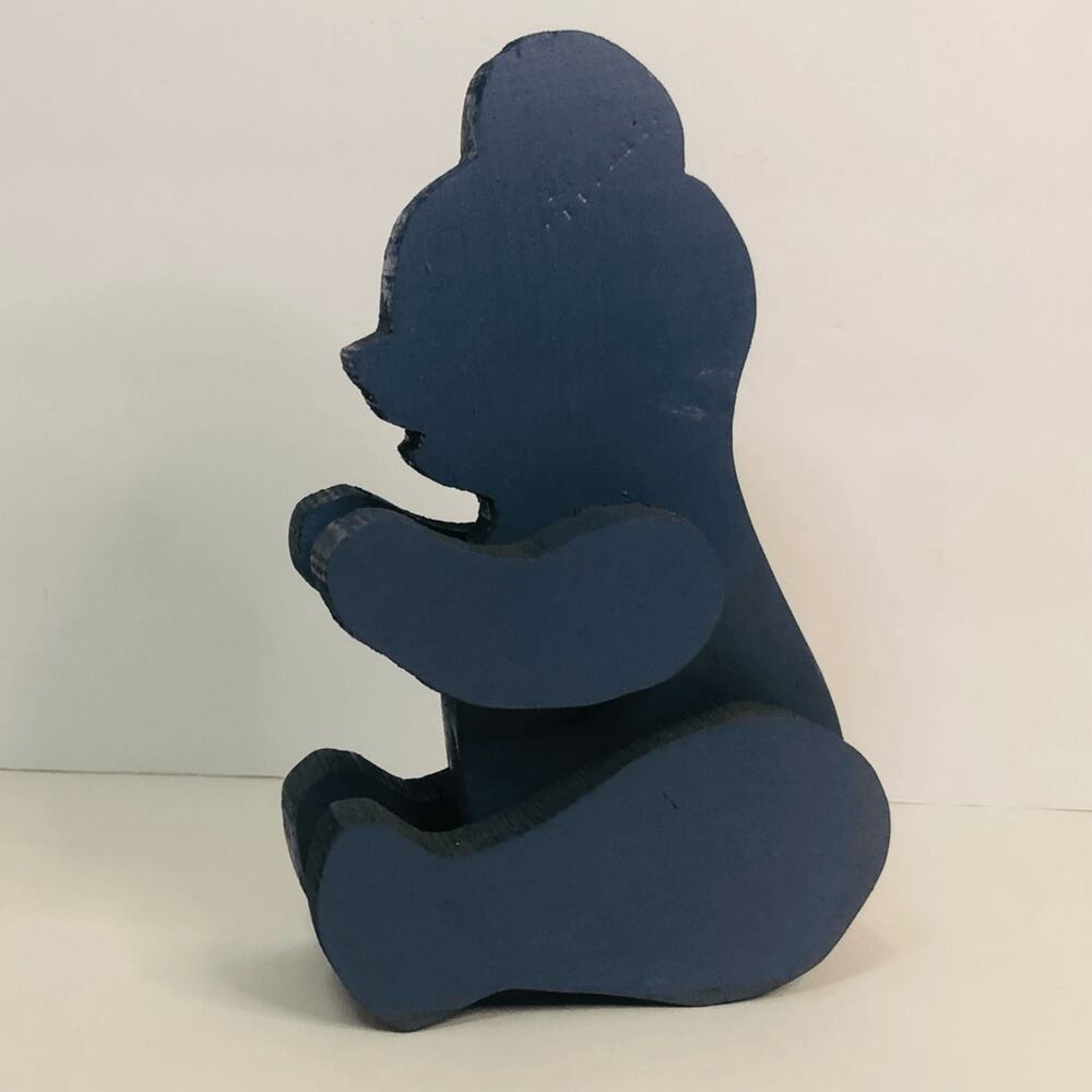 Veg Handmade blue sectioned wood teddy bear kids Baby decor bear 8 inch‎ 80s 90s